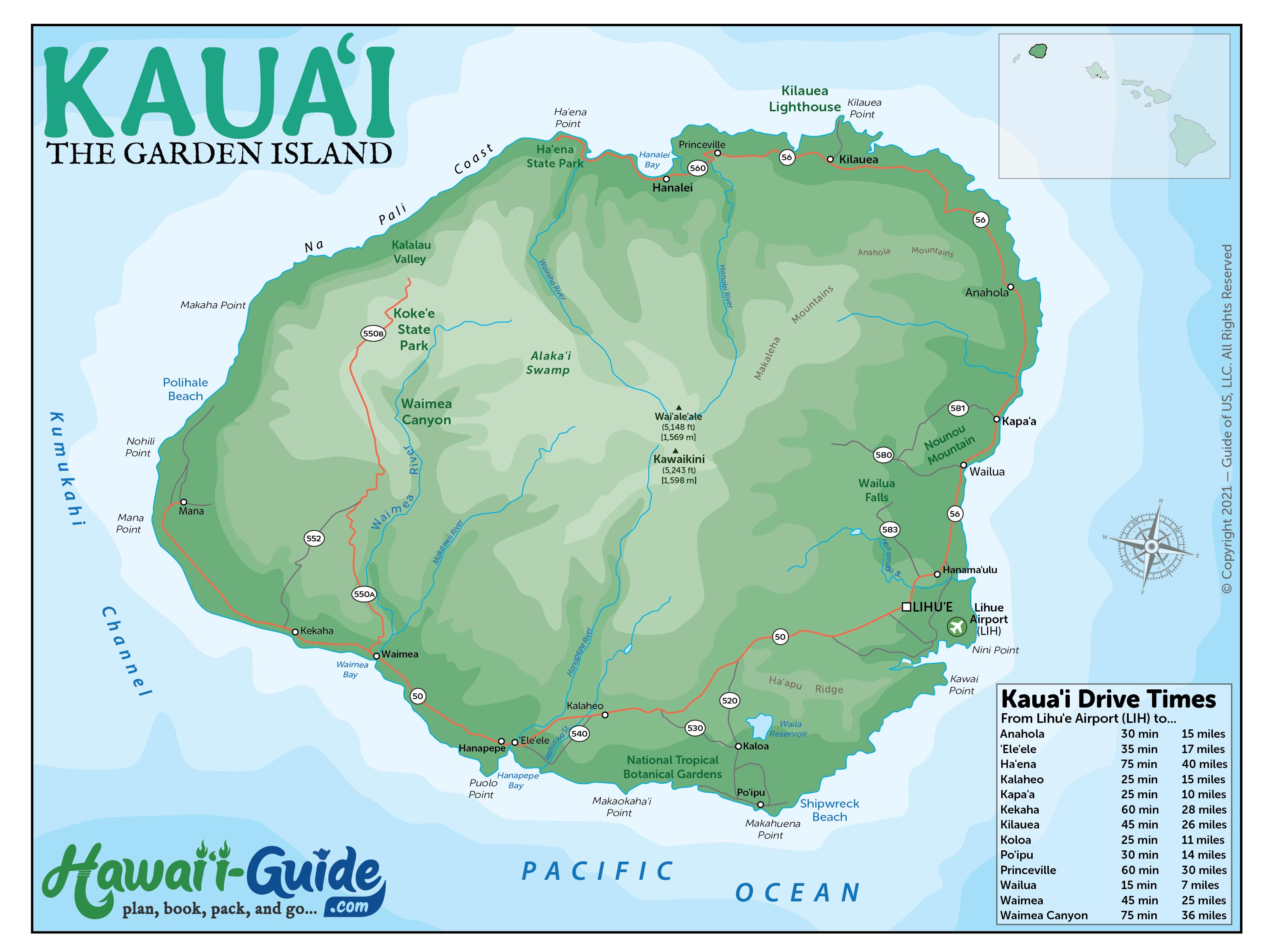 kauai road trip map