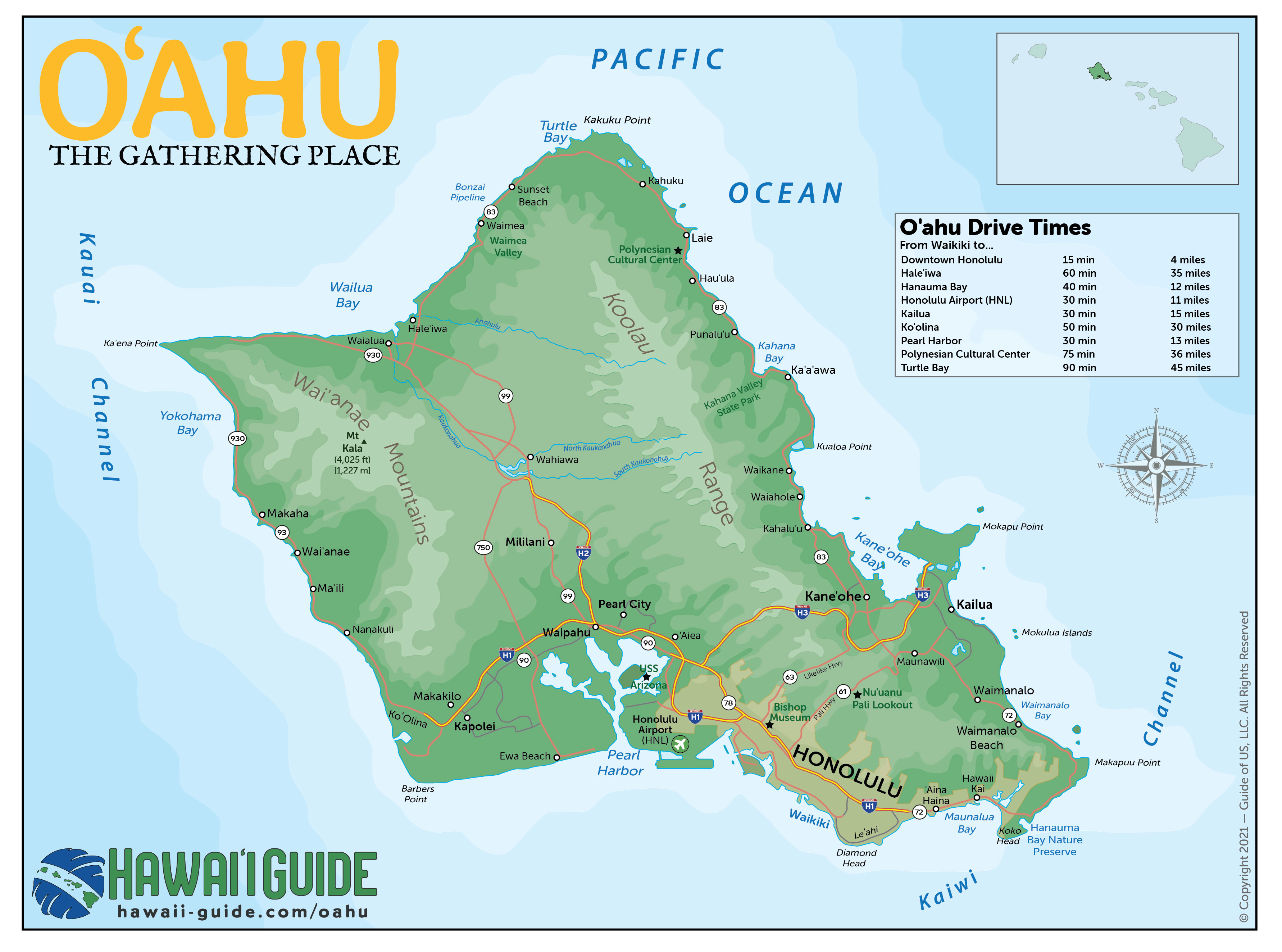 Hawaii map oahu Oahu