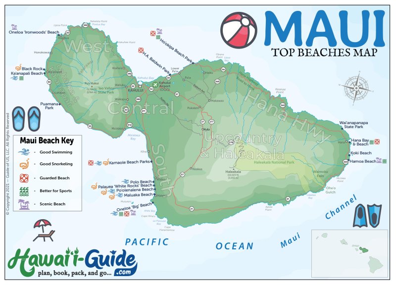 Maui Top Beaches Map