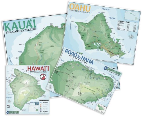 Hawaii Road & Beach Maps Image