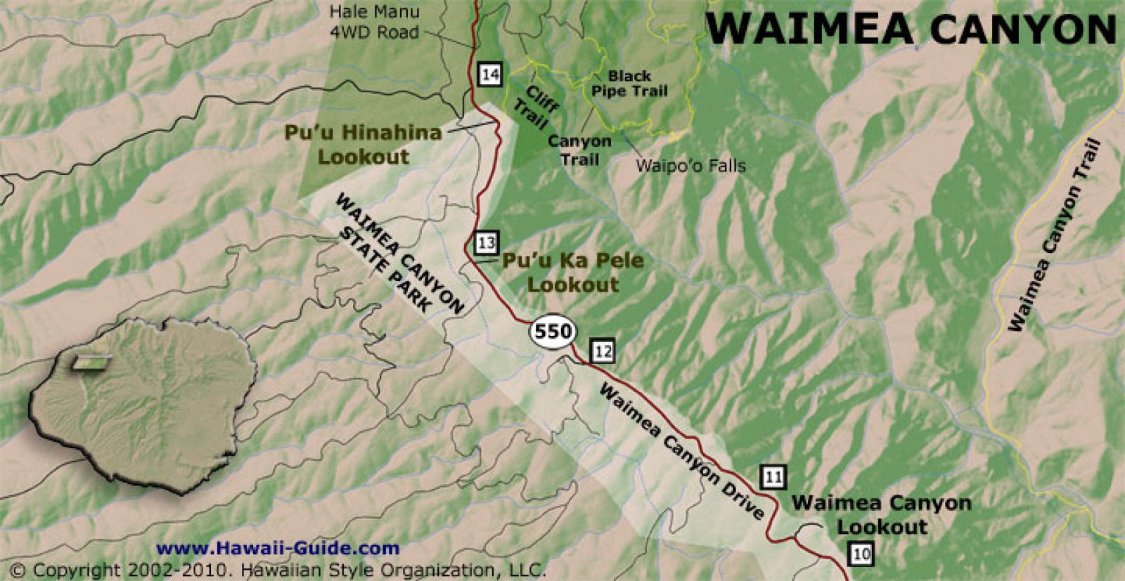 Kauai Waimea Canyon Map 1600 827 85 S 